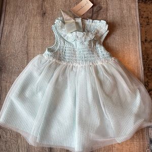 NWT First Impressions infant girl blue ruffle dress and bloomer